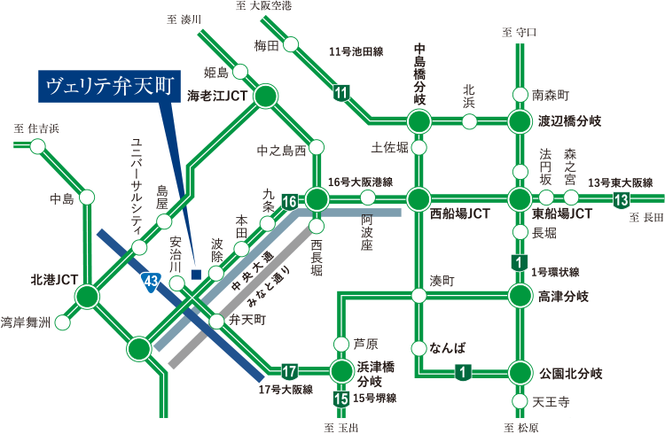 ファイル:カーアクセス 交通案内図 弁天161030.png