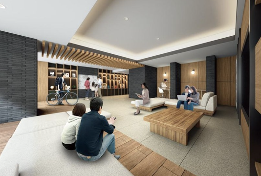 ファイル:ファインレジデンス武蔵新城 たまりばラウンジ&ワークブース&コミュニティウォール完成予想図.png