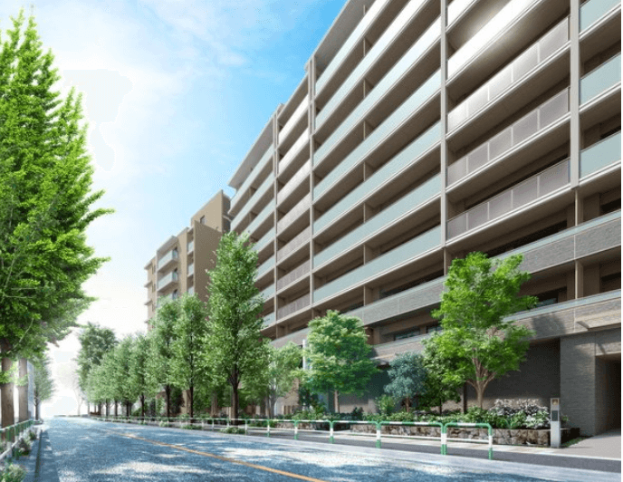 ファイル:アトラスシティ世田谷船橋 外観完成予想CG/敷地に接道する並木道(イメージイラスト).png