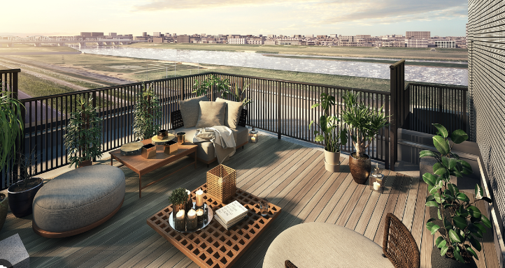 ファイル:ザ・ライオンズ武蔵小杉 ルーフバルコニー(R3タイプ/専有面積90.46㎡)完成予想図.png