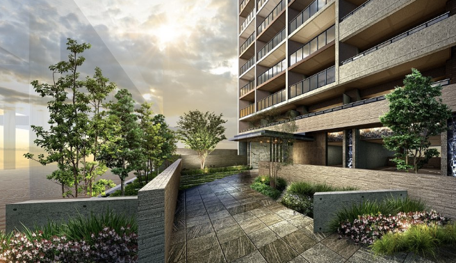 ファイル:レーベン岡山表町 CROSS COURT エントエランスアプローチ完成予想図.png