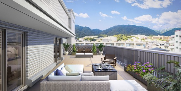 ファイル:エヌヴィ六甲篠原 ルーフバルコニー完成予想図(一部区画).png