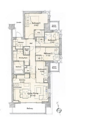 ファイル:ブランズ南萩窪 間取り1.jpg