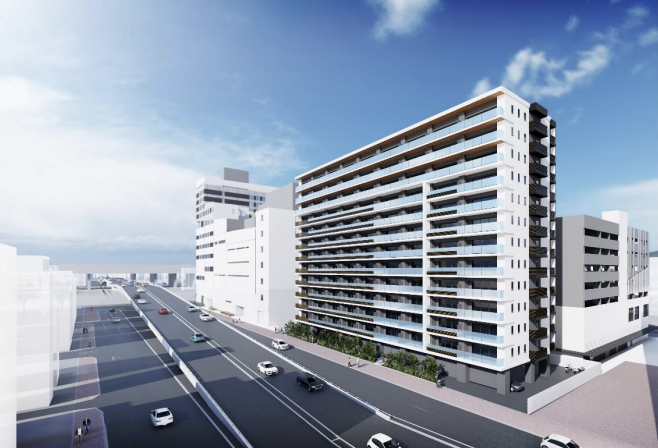 ファイル:福島駅東口地区第一種市街地再開発 住宅棟パース(現在計画中のものであり、変更の可能性あり).png