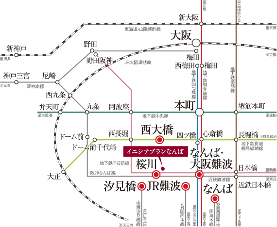 ファイル:電車 路線図 難波161030.gif