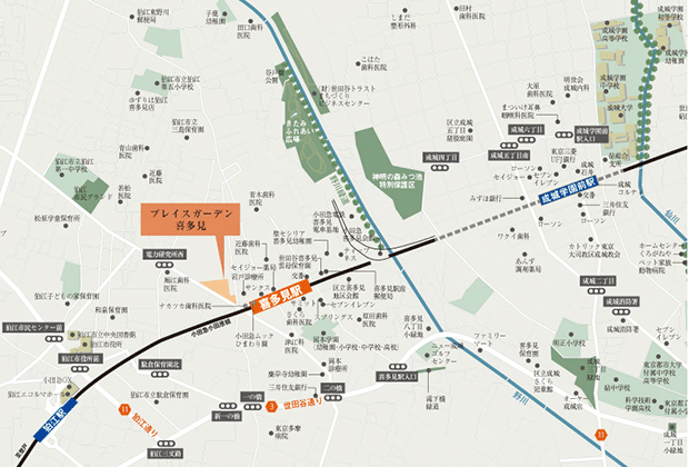 ファイル:プレミストガーデン喜多見周辺施設.gif