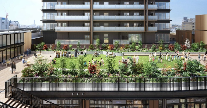 ファイル:プレミストタワー千里丘 屋上庭園完成予想CG.png