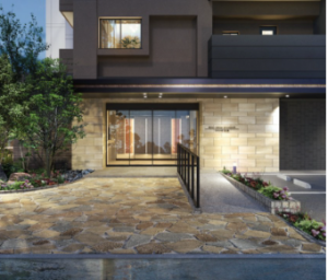 アメイズマンション ネオス山鹿中央通　エントエランスアプローチ完成予想図