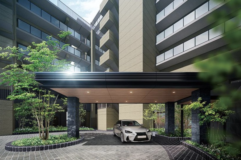 ファイル:プレサンス ロジェ 塚口ザ・マークス エントエランス車寄せ完成予想図.png