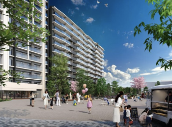 プレミストつくば研究学園　広場完成予想図