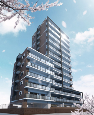 グリーンヒル古国府駅前レジデンス　外観（南側）完成予想CG