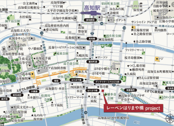 レーベンはりまや橋project　現地周辺詳細地図