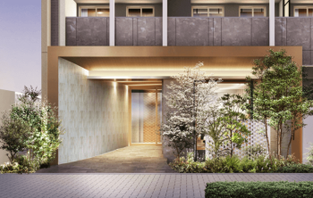 デュオヴェール栄　外観 エントランスアプローチ完成予想図