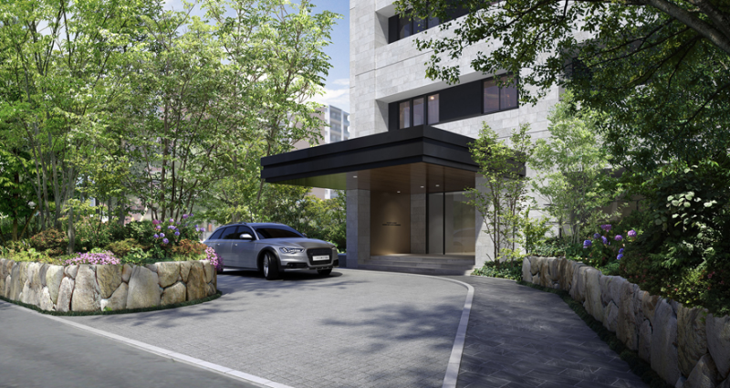 ファイル:グランドメゾン薬院ザ・タワーレジデンス エントランスアプローチ完成予想CG.png