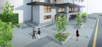 エイルマンション藤崎宮前ロゼア　にぎわいの広場（歩道状公開空地含む）完成予想図