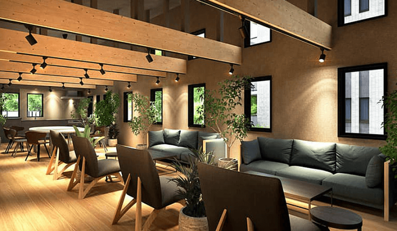 ファイル:ASUKAYAMA RESIDENCE 共用棟「フォレスト・ヴィラ」完成予想CG（スタディ&ワークラウンジやパーティーダイニングなど）.png