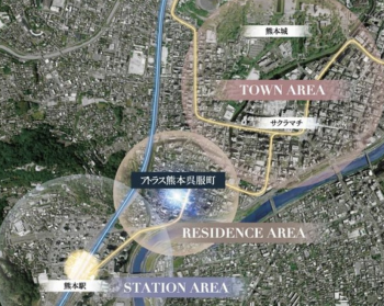 アトラス熊本呉服町　航空写真CG合成