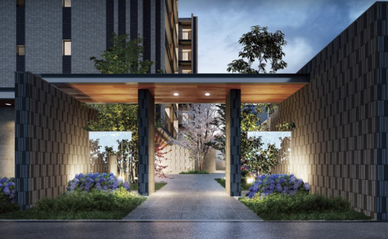 ファイル:レ・ジェイド茨木東中条 外観 エントランスアプローチ完成予想CG.png
