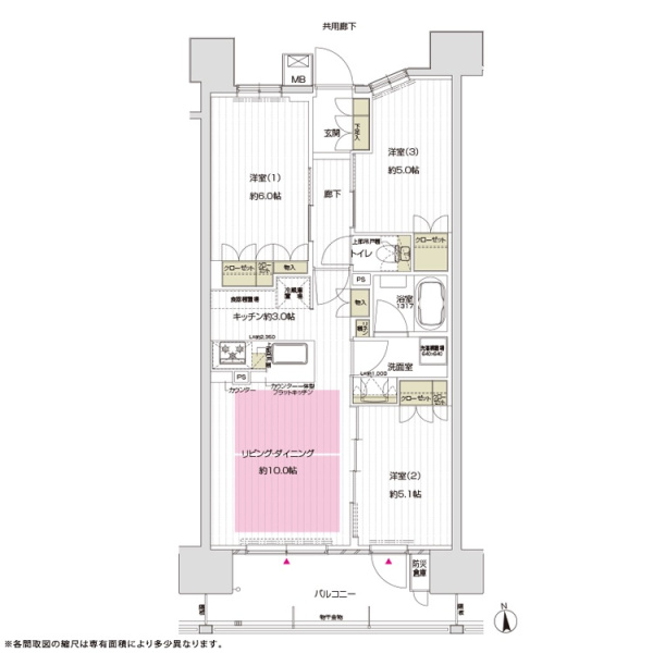 ファイル:サンクレイドル阿倍野阪南町 間取り Bタイプ 20171127.jpg