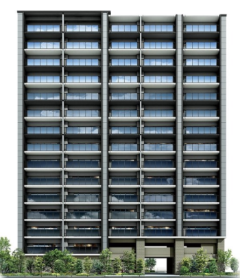 レ・ジェイド長居公園通　外観完成予想図（南棟を南側から見た見た状態）