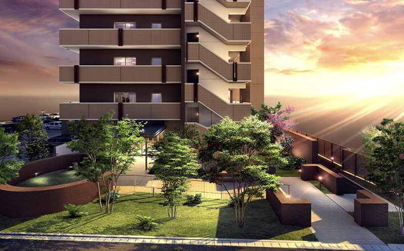 ファイル:アルファスマート朝倉 エントランスアプローチ完成予想図.png