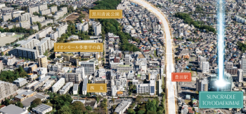 サンクレイドル豊田駅前　周辺航空写真合成CG