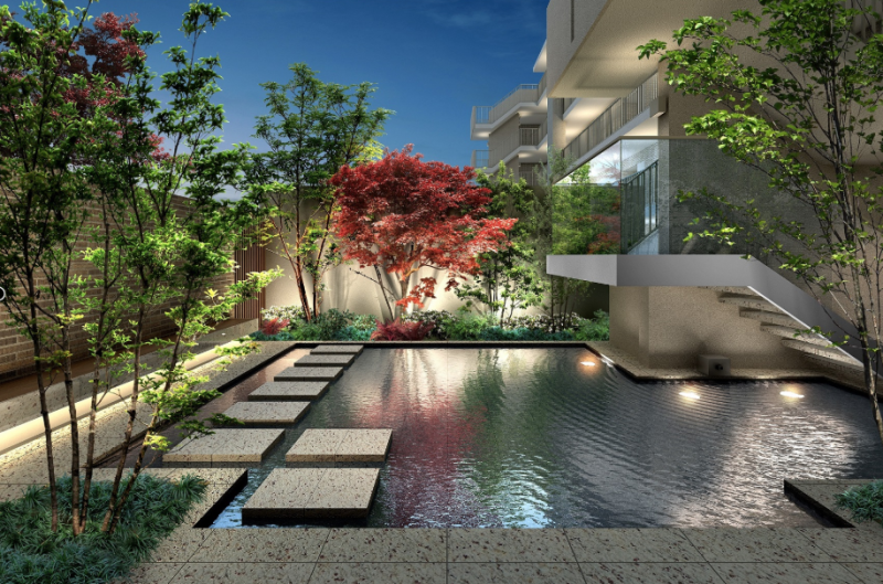 ファイル:クリオ横濱綱島ガーデンマークス 中庭 水盤 完成予想CG.png