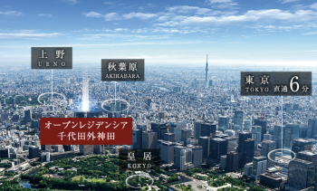 オープンレジデンシア千代田外神田　航空写真合成CG