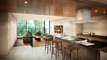 ライオンズ狭山グランテラス　コミュニティラウンジ・テラスラウンジ完成予想CG