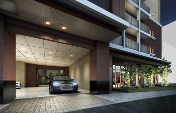 ワコーレシティKOBE湊川公園［(仮称)ワコーレ湊川公園再開発プロジェクト］　カーエントランス完成予想図