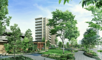 プレミスト藤が丘　外観完成予想図（手前敷地：シーズンフェイス、奥敷地・建物：パークフェイス）