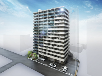 アルファステイツ佐世保駅前　外観完成予想図（鳥瞰）