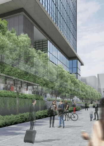 WORLD TOWER RESIDENCE　大門通り沿い（浜松町駅側）より計画地を望む完成予想図