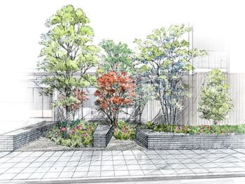 ブランズ北千住　フロントガーデンイラスト