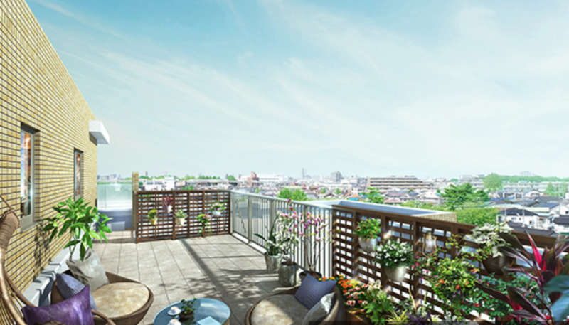 ファイル:ウィザースレジデンス千葉椿森 Drタイプ ルーフバルコニー完成予想図（7階）.png