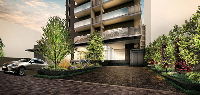 ファイル:ルフォン市川一丁目 ザ・タワー＆レジデンス エントランスアプローチ完成予想CG.png