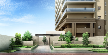 シャルマンフジ新金岡ラプラス　エントランスアプローチ完成予想CG