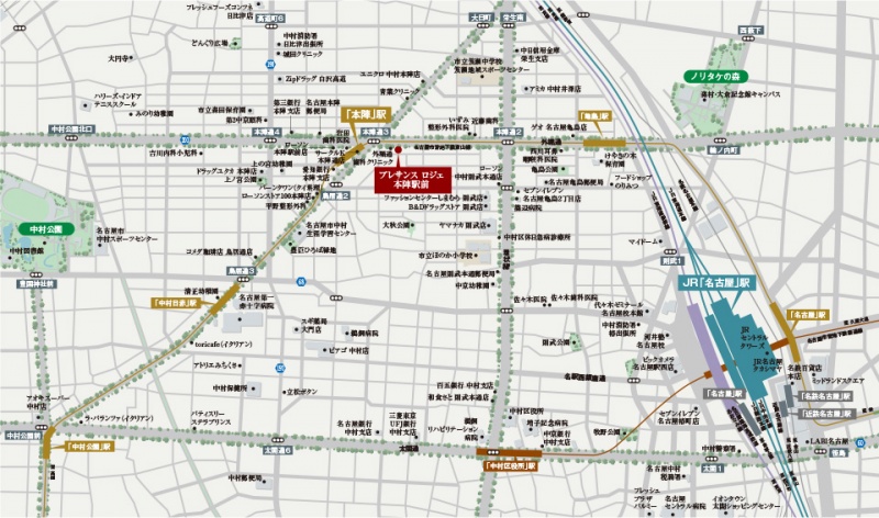 ファイル:プレサンス ロジェ 本陣駅前周辺施設.jpg