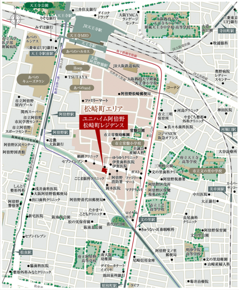 ファイル:ユニハイム阿倍野 松崎町レジデンス周辺施設.png