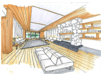 サンリヤン相模原ステーションヴィラ　ラウンジ空間　完成予想イラスト