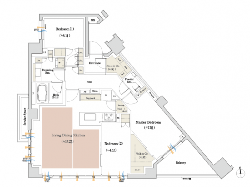 ファイル:パークホームズ本郷 ザ レジデンス 間取り(Eタイプ) 20171031.png