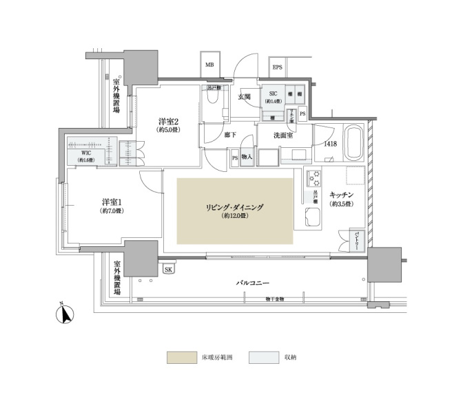 ファイル:ザ・パークハウス 広島平和公園 間取り Bタイプ 2LDK（20171114）.jpg