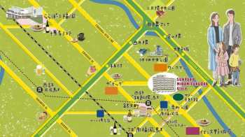 サンパーク南福岡グラッセ　現地周辺イラストMAP