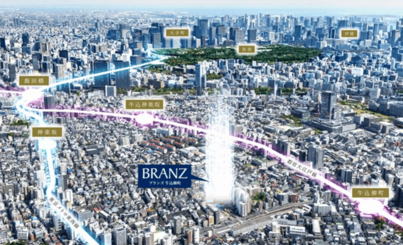 ファイル:ブランズ牛込柳町 周辺写真CG合成.png