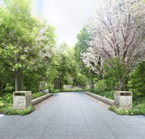 CENTRAL GARDEN TSUKISHIMA THE TOWER　エントランスアプローチ完成予想CG