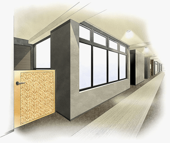 ブランズ牛込柳町　内廊下イメージイラスト