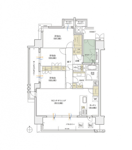 ファイル:シエリア 夕陽丘北山町角部屋間取り.jpg