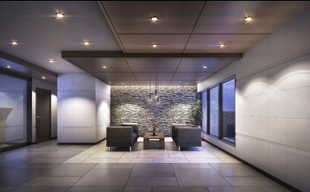 プレサンスロジェ名護宇茂佐ヴォール　エントランスホール ラウンジ完成予想CG