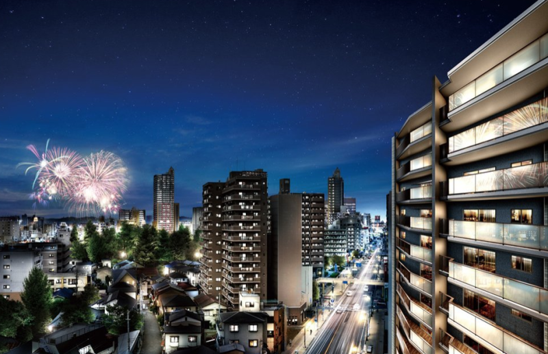 ファイル:レーベン川口 Ciel Riche 外観完成予想図（眺望）.png