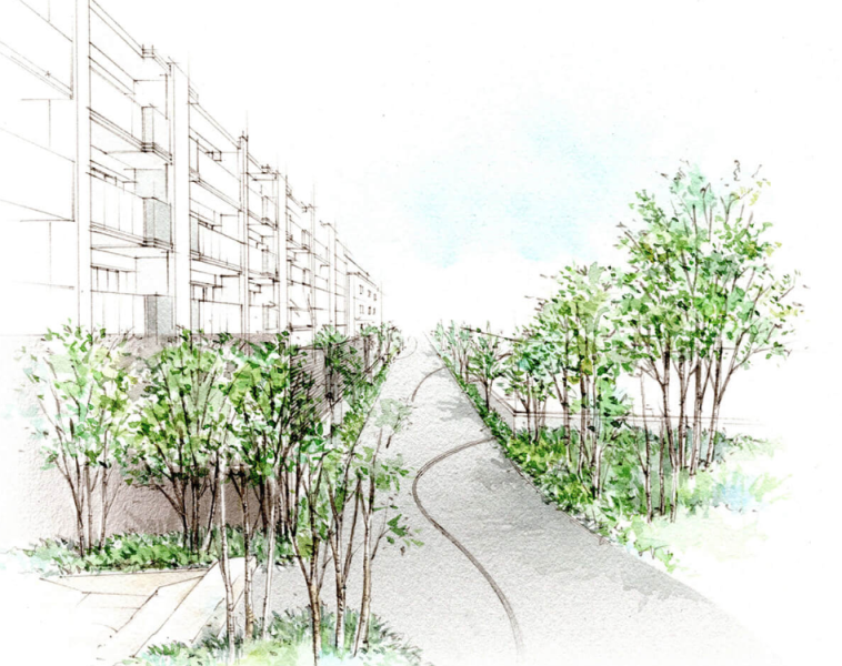 ファイル:プラウド杉並方南町 貫通通路イメージイラスト.png